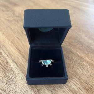 Young in the Mountain - Freya Ring Angle Wing Variscite w/ Black Diamonds 6.5